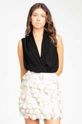 Dorothea Sleeveless Drapey Chiffon Bodysuit