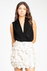 Dorothea Sleeveless Drapey Chiffon Bodysuit