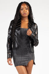 Noir Mesh Vegan Leather Jacket