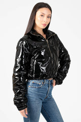Lola Patent Bomber Puffer Jacket