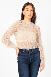 Babylon Mesh Bow Applique Blouse