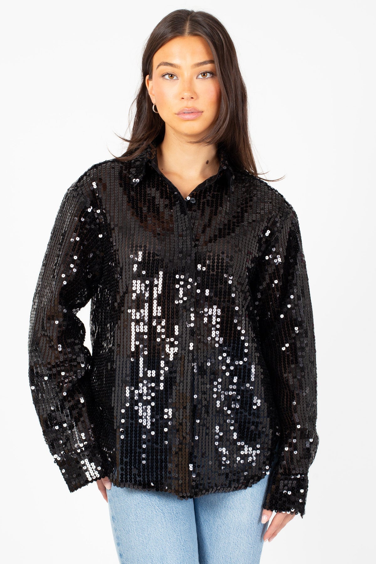 Starlite Collared Sequin Blouse