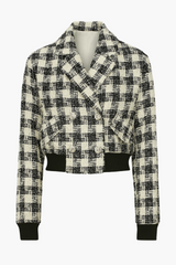 Coco Houndstooth Rhinestone Button Jacket
