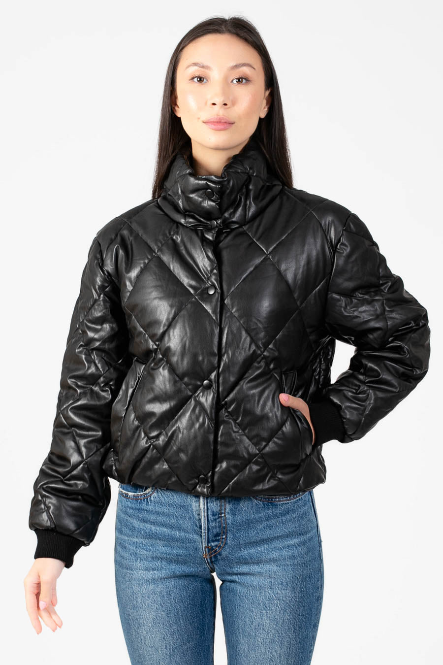 Raven Quilted Faux Leather Jacket