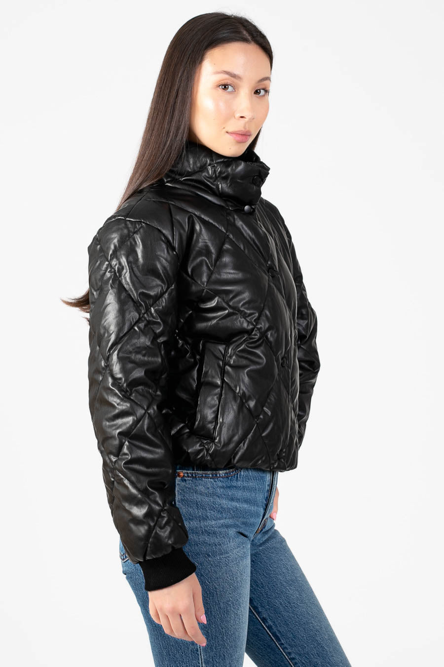 Raven Quilted Faux Leather Jacket