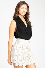 Dorothea Sleeveless Drapey Chiffon Bodysuit