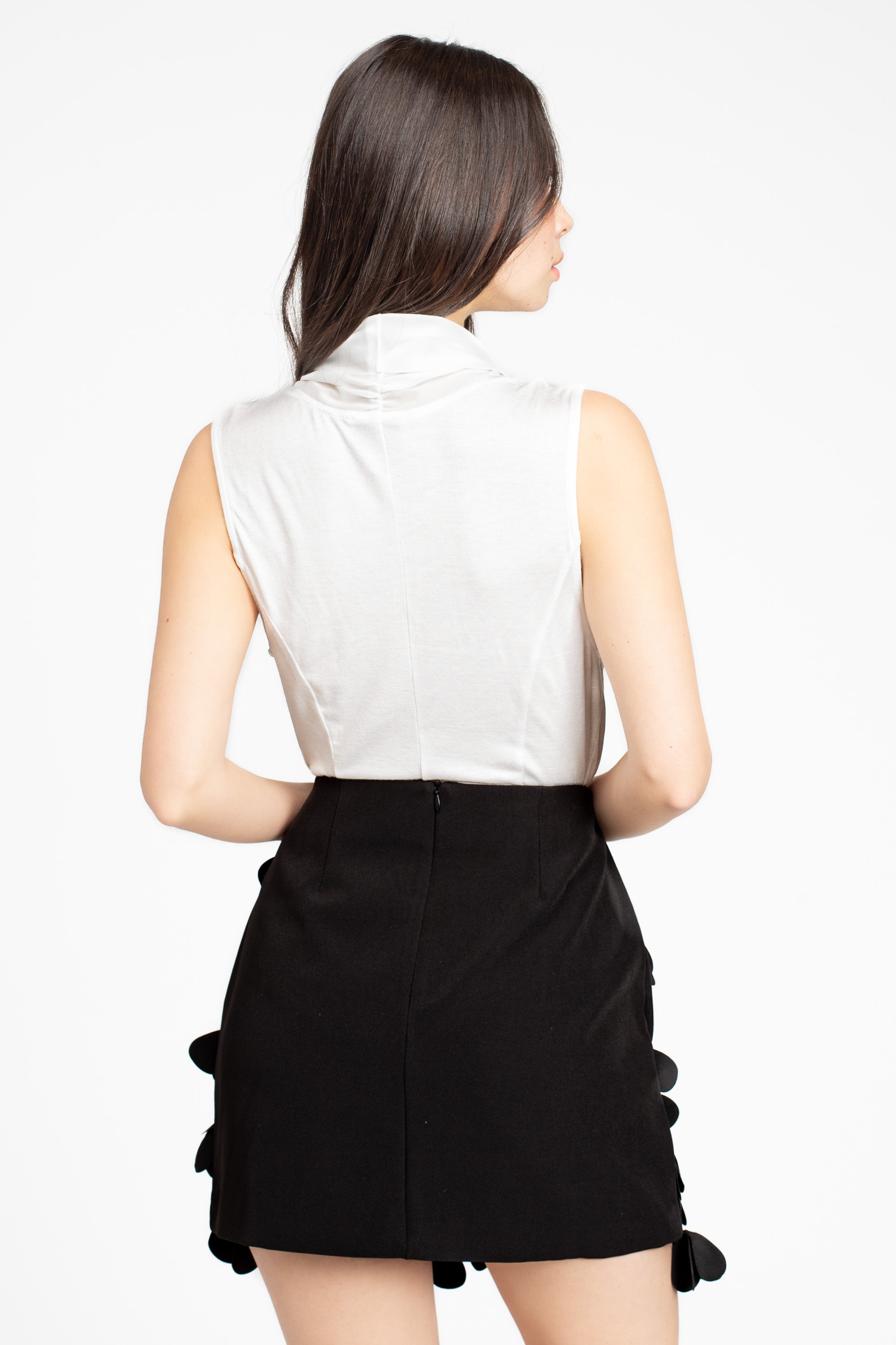 Dorothea Sleeveless Drapey Chiffon Bodysuit