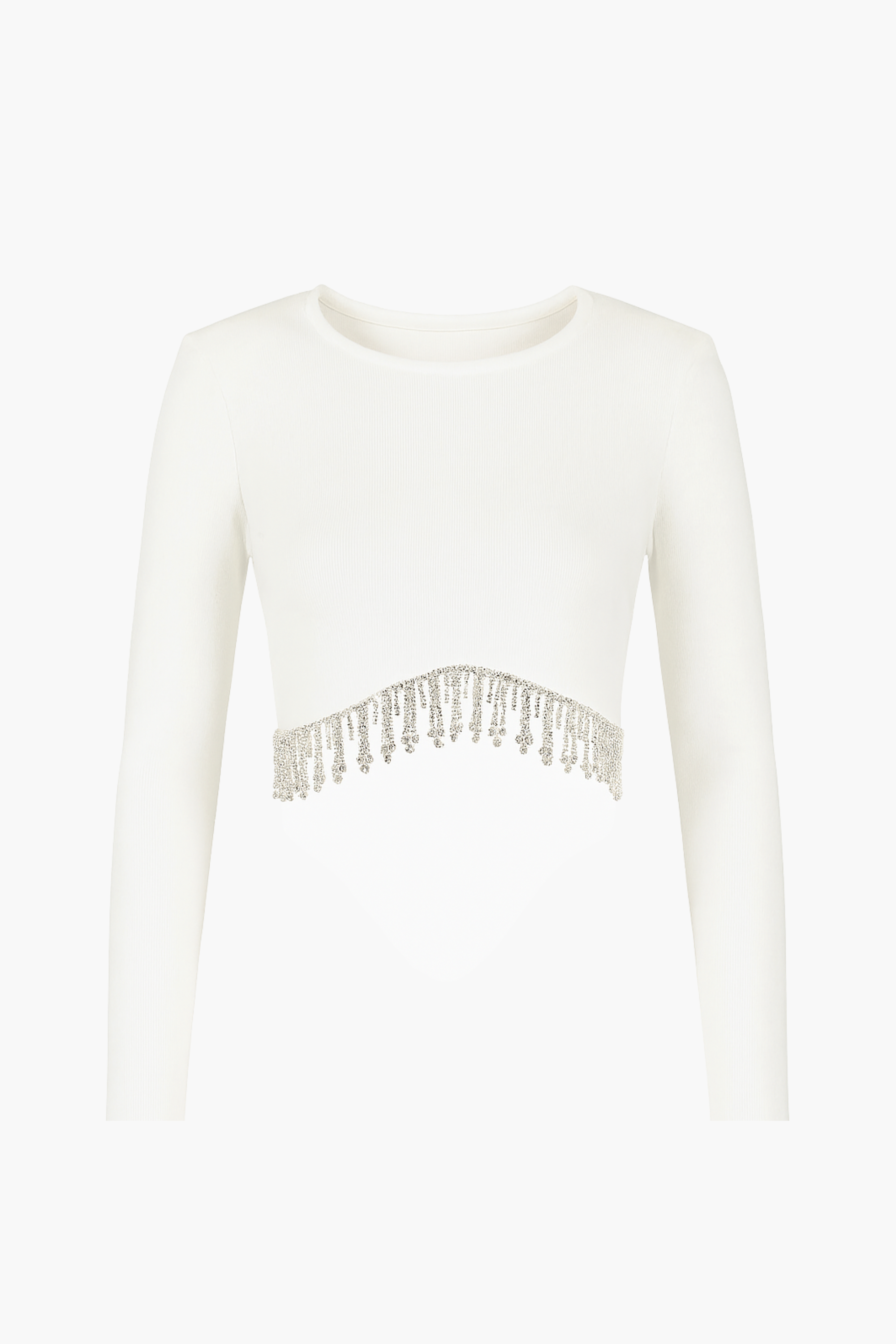 Stasia Rhinestone Fringe Crop Knit Top