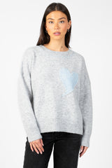 Lyla + Luxe® Heart Stitch Crew Neck Sweater