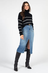 Ambrielle Turtleneck Stripe Sweater
