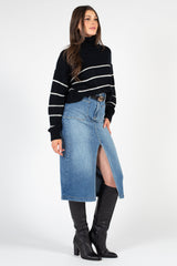 Ambrielle Turtleneck Stripe Sweater