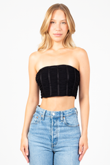 Bailee Ruched Mesh Crop Blouse