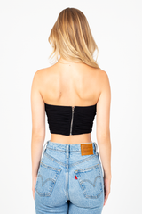 Bailee Ruched Mesh Crop Blouse
