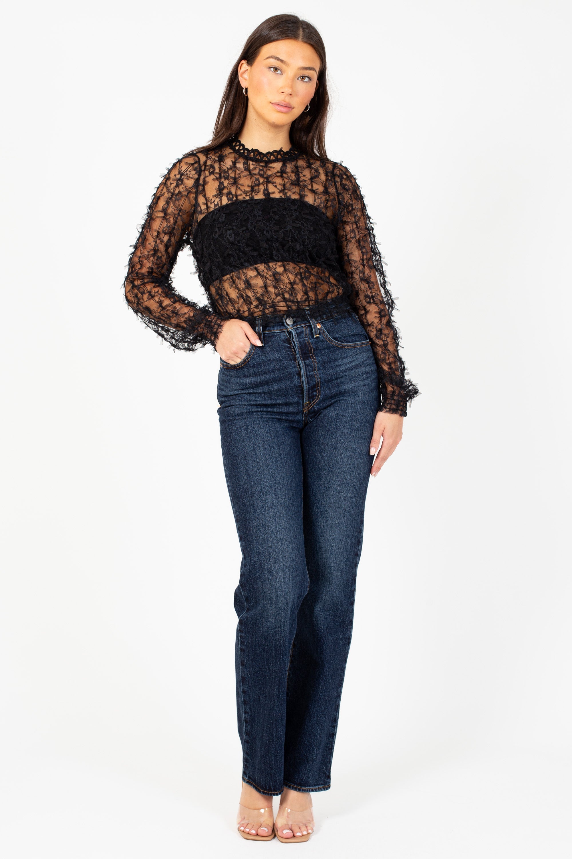 Babylon Mesh Bow Applique Blouse