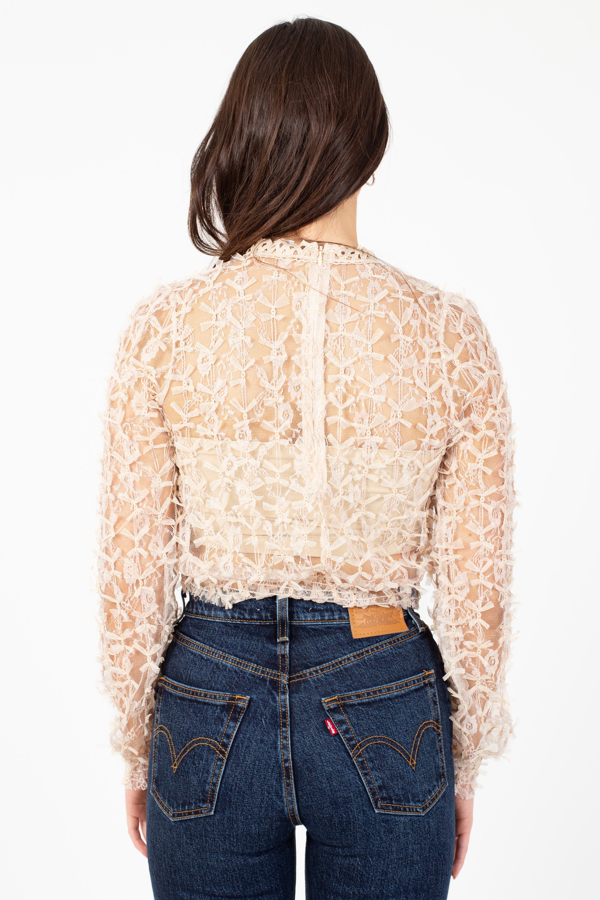 Babylon Mesh Bow Applique Blouse